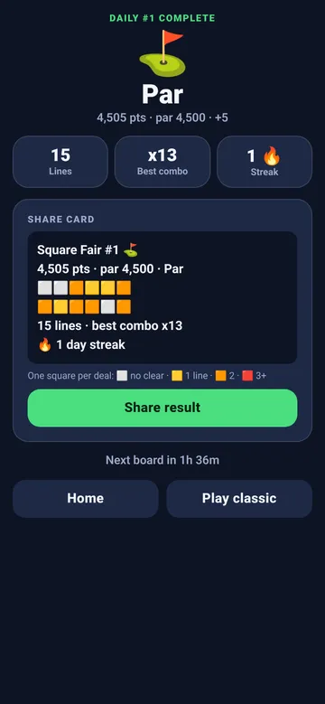 Daily Board result with share card